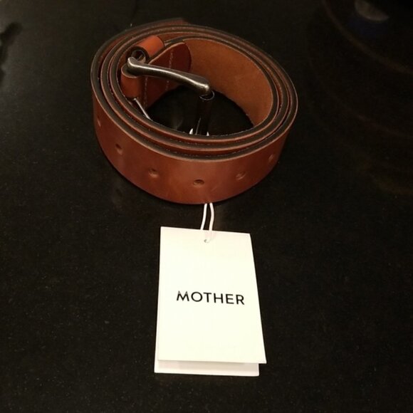 ?MOTHER? The Buckle Up Belt ~ Brown MF 100% Leather Engraved Small S NWT main image 14